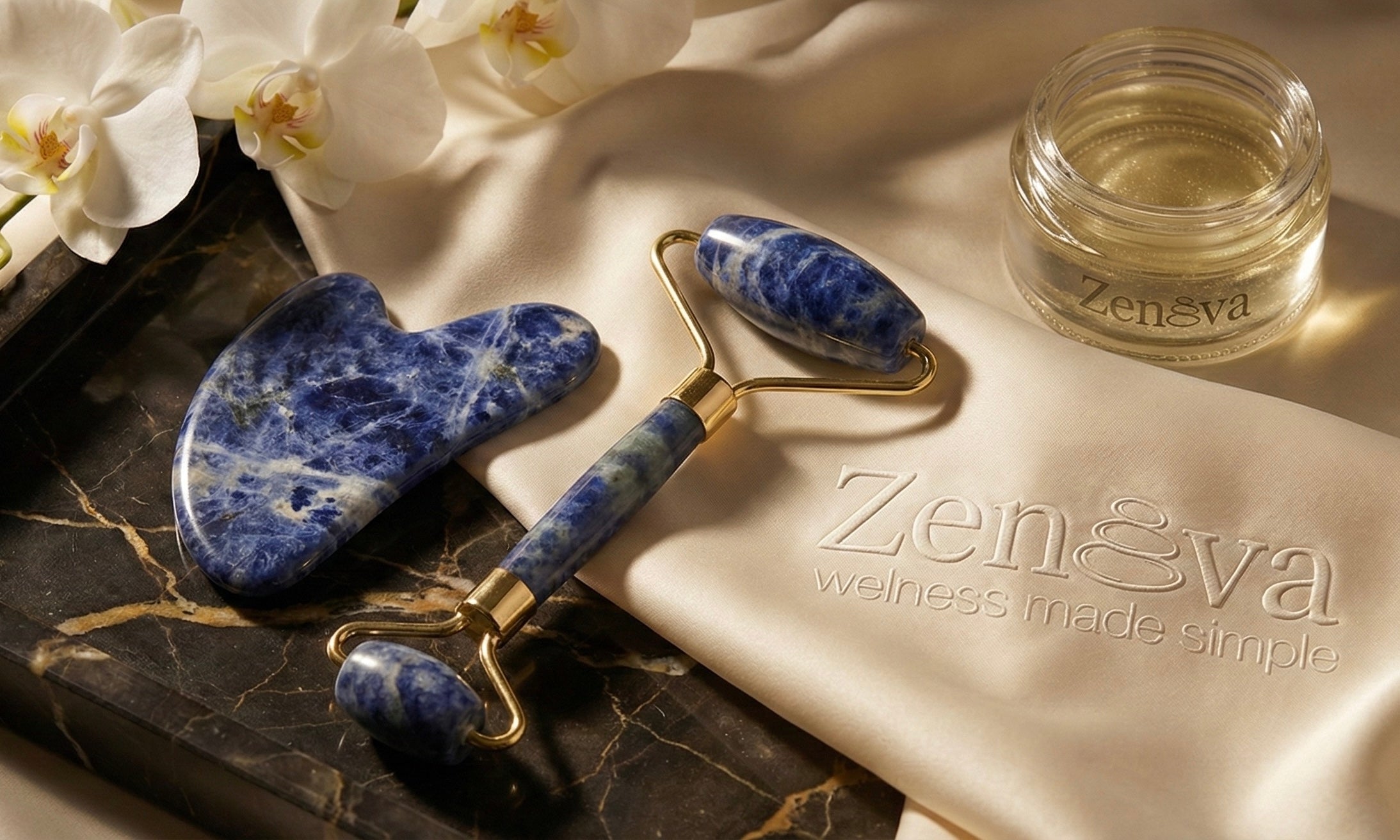 Blue Gua sha / Jade rolller set